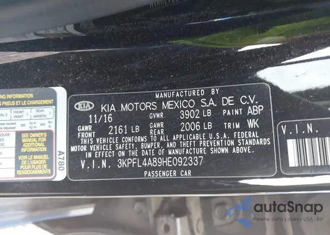 2017 Kia Forte Ex from USA, damaged, VIN 3KPFL4A89HE092337